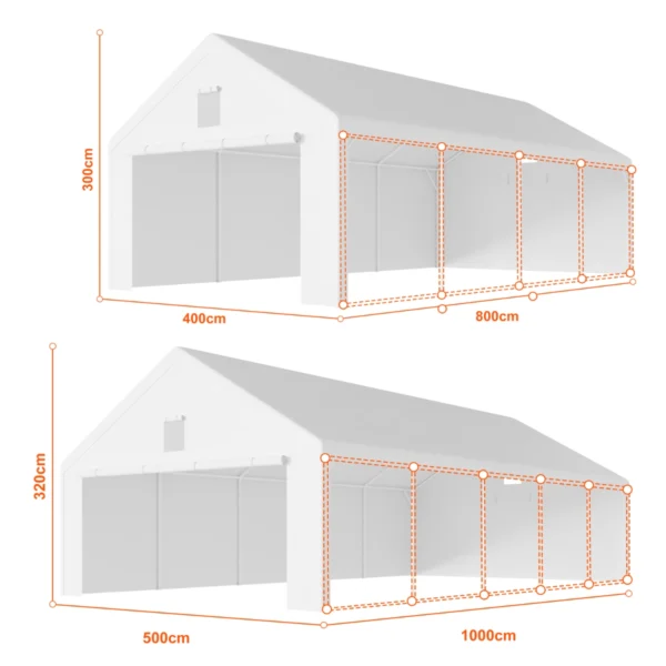 Garážový stan – prémiová konštrukcia 38 mm + plachta 280 g/m²