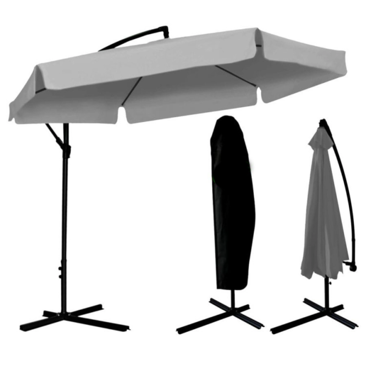 Záhradný slnečník 3 m – sivej