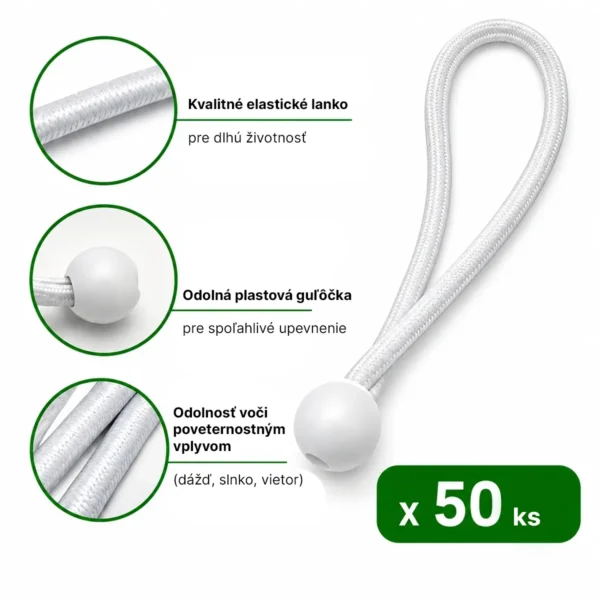 Elastické upínacie gumy s guľôčkou – 50 ks