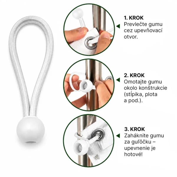 Elastické upínacie gumy s guľôčkou – 50 ks