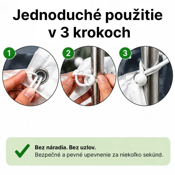 Elastické upínacie gumy s guľôčkou – 50 ks