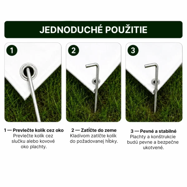 Kovové upínacie kolíky na stany a plachty 30 cm – 10 ks