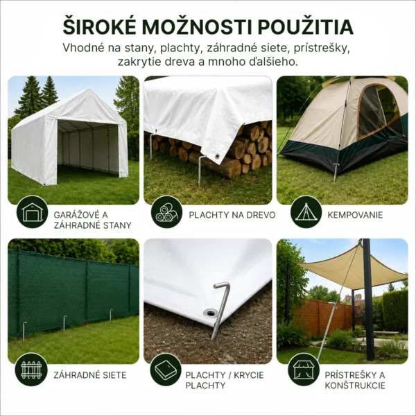 Kovové upínacie kolíky na stany a plachty 30 cm – 10 ks
