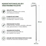 Kovové upínacie kolíky na stany a plachty 30 cm – 10 ks