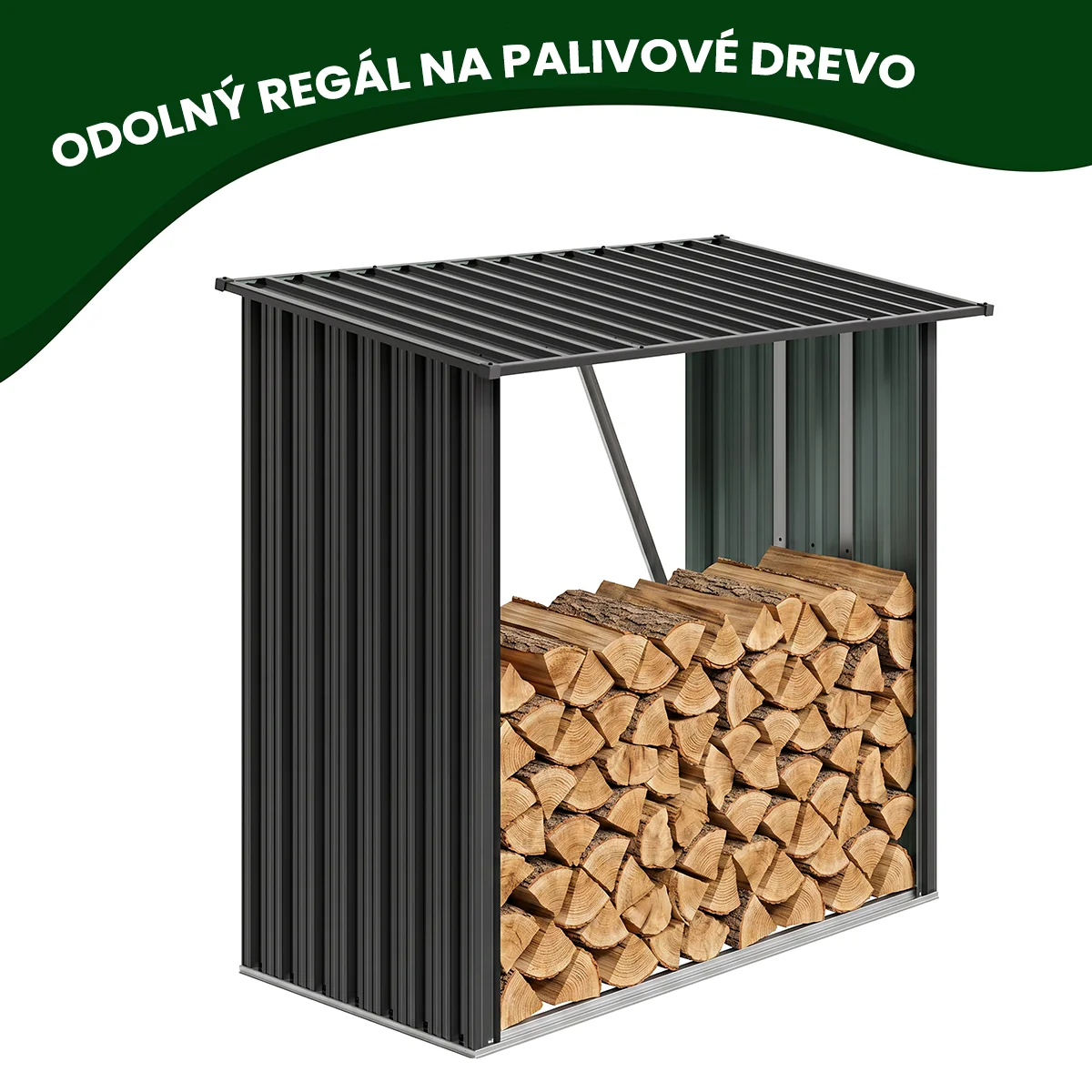 Kovový prístrešok na drevo Premium 89 × 163 × 154 cm (1,5 m²)