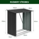 Kovový prístrešok na drevo Premium 89 × 163 × 154 cm (1,5 m²)