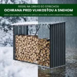 Kovový prístrešok na drevo Premium 84 × 217 × 154 cm (1,9 m²)