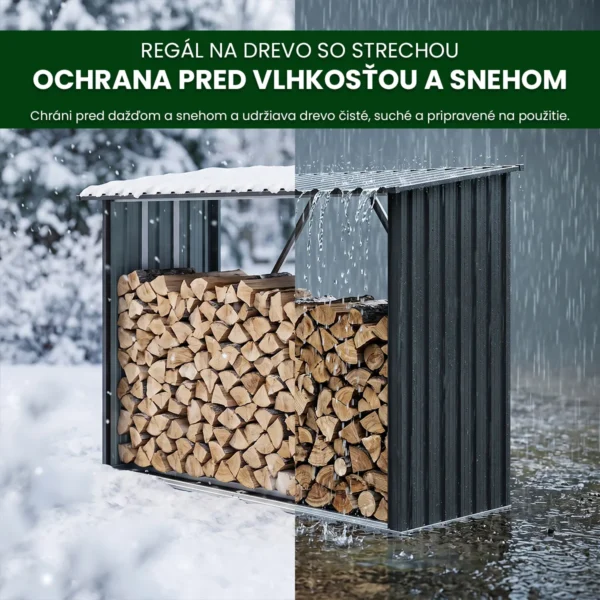 Kovový prístrešok na drevo Premium 84 × 217 × 154 cm (1,9 m²)