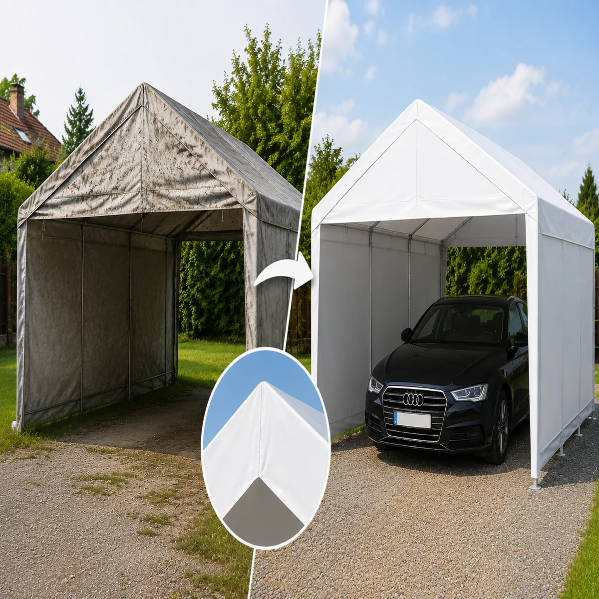 Náhradná strešná plachta na prémiový garážový stan 3×4 m | 280 g/m² PE