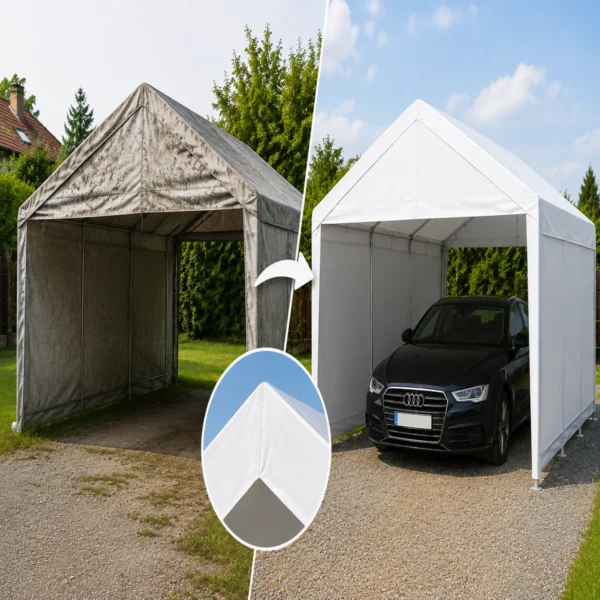Náhradná strešná plachta na prémiový garážový stan 4×6 m | 280 g/m² PE